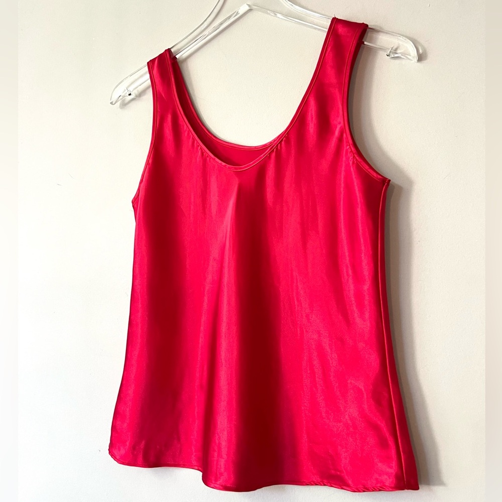 Embroidered Puppy Red Satin Cottagecore Tank - Picture 6 of 6